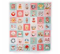 Lalikul Fabric Christmas, 100% Cotton Pictures, 42 Different Motifs, Fat Quarters, Charm Packs, Ideal for Quilts, Sewing, Blankets, I Spy Games for Kids. 36" x 31" Continuous Panel