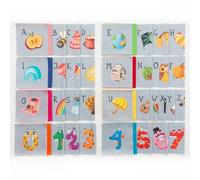 Lalikul Fabrics Alphabet & Numbers. Cotton Charm Packs, Fat Quarters Bundles, 42 Different Motifs. Ideal for Quilts, Sewing, Blankets, and I Spy Games for Kids, 5" x 5" Squares.