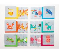 Lalikul Fabrics Animals. Cotton Charm Packs, Fat Quarters Bundles, 42 Different Motifs. Ideal for Quilts, Sewing, Blankets, and I Spy Games for Kids, 5" x 5" Squares.