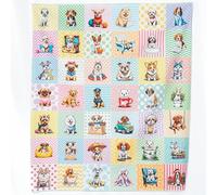 Lalikul Fabrics Dogs. Cotton Charm Packs, Fat Quarters Bundles, 42 Different Motifs. Ideal for Quilts, Sewing, Blankets, and I Spy Games for Kids, 36" x 31" Continuous Panel