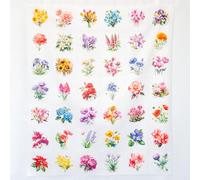 Lalikul Fabrics Flowers. Cotton Charm Packs, Fat Quarters Bundles, 42 Different Motifs. Ideal for Quilts, Sewing, Blankets, and I Spy Games for Kids, 36" x 31" Continuous Panel