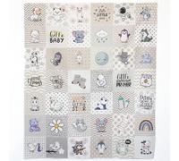 Lalikul Fabrics Grey. Cotton Charm Packs, Fat Quarters Bundles, 42 Different Motifs. Ideal for Quilts, Sewing, Blankets, and I Spy Games for Kids, 36" x 31" Continuous Panel