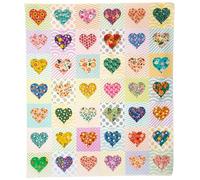 Lalikul Fabrics Hearts. Cotton Charm Packs, Fat Quarters Bundles, 42 Different Motifs. Ideal for Quilts, Sewing, Blankets, and I Spy Games for Kids, 36" x 31" Continuous Panel