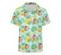 LALILIESS Personalized Boys Hawaiian Shirt with Face, Custom Little & Big Boys Printed Summer Beach Shirts, Casual Shirts for Kids
