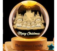 LALILIESS Personalized LED Light Up Snowman Crystal Ball, Custom Name Merry Christmas Snowglobe, Christmas Snow Globe Ornament light Lamp Xmas Family Romantic Table Decorations Gifts