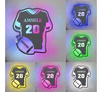 LALILIESS Personalized Rugby Jersey Mirror Neon Sign, Custom Name&Number Acrylic Light Up Rugby Led Neon Sign, Birthday Christmas Sports Wall Art Decor Gifts for Son Husband American Football Lovers