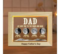 LALILIESS We Love You to The Moon and Back, Personalized Father's Day Dad LED Night Light, Moon Phase Picture Frame Custom Birth Luna Picture Lamp Gifts for Dad Papa on Fathers Day Birthday Gifts