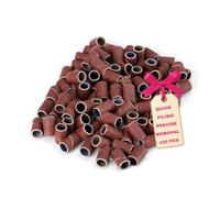 LALILL 100pcs Sanding Caps Grit 240 - Nail Care Tool for Manicure Pedicure - Brown Metal Caps for Natural Gel Acrylic Nails & Skin