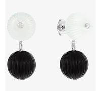 Lalique Sterling Silver Vibrante Black & White Orb Dropper Earrings 10383200