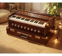 Lalit Kishori Professional Portable beginner-friendly Harmonium | Traditional indian Musical Instrument | Folding 9 Stops, 3-1 2 Octaves | Best Scale Changer | Comes with a bag & Learning book