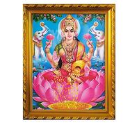 Lalitha Photo Frame Works Goddess Lakshmi/Laxmi Gold Photo Frame for Pooja Room (13 X 10 Inch)