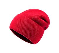 Lallier 100% Merino Wool Beanie for Men and Women, Pure Wool Ribbed Knit Warm Winter Hat with Gift Box (Red)