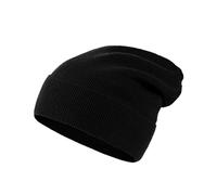 Lallier Unisex 100% Pure Cashmere Beanie, Ribbed Cuffed Hat Warm Soft with Gift Box for Women and Men (Black)