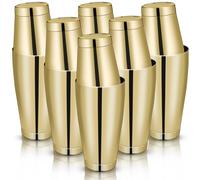Lallisa 10 Pieces Cocktail Shakers Professional Bar Boston Shaker Set Stainless Steel Martini Shaker Drink Mixer Basic Tools Weighted Shake Metal Can for Bartenders, 18 Oz, 28 oz(Gold)