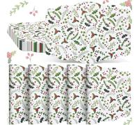 Lallisa 100 Pcs Christmas Berry Paper Place Mats 14 x 10 in Disposable Paper Place Mats Dining Table Placemat Rectangle Kitchen Table Mat Place Mat for Christmas Wedding Party