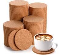 Lallisa 100 Pcs Cork Coasters for Drinks, Thick Absorbent Cork Coasters Bulk, Heat Resistant Plain Cup Mats for Gifts Reusable Circles Cup Pad for Wine Glass, Coffee Mug Crafts(Round)