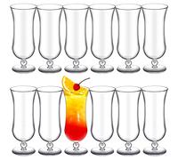 Lallisa 12 Pcs Plastic Hurricane Glasses 15 oz Shatter Resistant Clear Plastic Pina Colada Cocktail Glasses Break Resistant Drinking Tulip Milkshake Cups for Beer Juice Margarita