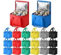 Lallisa 24 Pack Insulated Lunch Bags Bulk Reusable Leakproof Waterproof Thermal Cooler Bags Insulated Beverage Box for Office Picnic Snack Women Men(Black, Red, Blue, Gray, Green, Yellow)