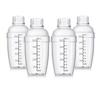 Lallisa 4 Pcs Plastic Cocktail Shaker Hand Drink Mixer Bubble Tea Shaker with Scales and Strainer Top Clear Cup with Measurements Mixing Tool for Tea Coffee Milk(550 Cc/ 19 oz)