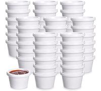 Lallisa 48 Pcs Mini Ramekins 1.5 oz Ramekins Smooth Round Ramekin Small Condiment Cups Dipping Sauce Bowls for Daily Meals Catering Kitchen Restaurant Party(White)