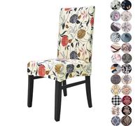 Lalluxy Stretchy Parson Chair Slipcovers for Dining Room Chair seat Covers Chair Protectors for Party Pet Protection Universal Fit Soft Polyester (Set of 4, Orange Flowers)