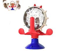 Lally-Pet Food Spinning Windmill, Pet Food Spinning Windmill Dispenser, 360° Rotating Windmill Toy, Cat Leaking Rotating Windmill Toy, Cat Treat Dispenser (Red)