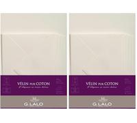 Lalo 61000L -Velin Pur Coton A Correspondence Set Including 10 A5 125g Sheets and 5 gummed envelopes C6 11.4x16.2 cm, Vellum Pure Cotton, Cream Straight (Pack of 2)
