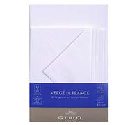 Lalo 61450L - Verge De France A correspondence set 10 A5 100g sheets and 5 gummed lined envelopes C6 11.4x16.2 cm, Laid Paper from France, Extra-white