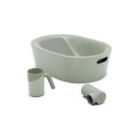Lalo Bathtime Starter Kit - Modern Baby Bathtub, Rinse Cup & Spout Cover Bundle, Safe & Clean Design for Newborns, Minimalist Design, Easy to Clean, 25.3 x 18 x 7.7 in, 10 lb - Sage