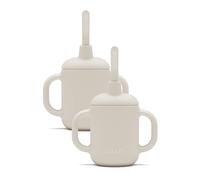 Lalo Little Cup (2pk), 3-in-1 Straw Training Cup, Dishwasher Safe, 4oz | 3-in-1 Baby and Toddler Sippy Cup, Mini Training Cup and Straw Training System, Non-Toxic, BPA-Free, 4oz, 2 Pack, Oatmeal
