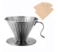 Lalord Pour Over Coffee Maker, 304 Stainless Steel wIth 100 pcs Paper Filters (Coffee Dripper)