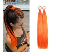 Lalridio Orange Ponytail Tinsel Extensions for Women Girls Hair Accessories Synthetic Hairpieces with Elastic Band Ponytail Festival Halloween Party Crazy Rave Crazy