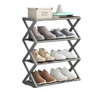 Laluerck X-shape 4-Tier Shoe Storage Shelf Sturdy Freestanding Space Saving Shoe Organizer Thickened Steel Pipes Wear-resistant Fabric Partition Shoe Shelf for Entryway Hallway Living Room