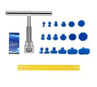 Laluky Car Dent Puller Kit, Auto Body Dent Remove Pulling Tool Car Den-t Removal Repair Tools Kit with Short T Shape Ergonomic Handle/Adhesive Strips Efficient Automobile Body Repairing(COLOR:silver)