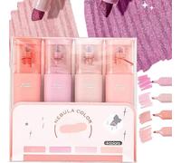 LaluluTek Sparkly Pink Glitter Highlighter Pens - Set of 4, Smudge-Proof & Colorful Markers for Multi-Purpose Use, Magical Flash Pen for Journals & Planners
