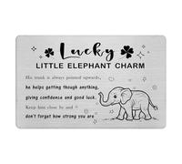 Laluminter Lucky Little Elephant Charm Gifts - Don't Forget How Strong You Are Engraved Wallet Card with Elephant Design - Year-Round Positive Energy Companion - Motivational Christmas Birthday Gift