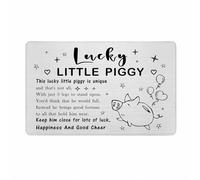 Laluminter Lucky Little Piggy Charm Wallet Card Inserts - Good Luck Pig Gifts - Year-Round Positive Energy Companion - Christmas Birthday Graduation Lucky Charms with Pig, silver