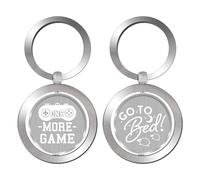 Laluminter One More Game or Go to Bed Rotatable Keychain - Funny Gifts for Gamers Men Him Boyfriend - Game Lovers Birthday Christmas Valentines Day Gift Ideas, Silver, S