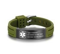 Lam Hub Fong Bracelet Custom Engraved Silicone Adjustable Sport Name ID Identification Alert Medical Bracelet for Men Women Kids Stainless Steel Rubber Alert Bracelets