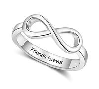 Lam Hub Fong Personalized Infinity Knot Entirely BFF Friendship Silver Rings For Women Sisters Mothers Rings Promise Rings For Her Prom Jewlery Rings (O)
