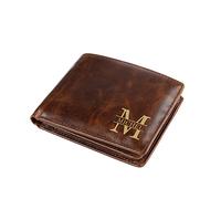 Lam Hub Fong Personalized Leather Wallets for Men - Engraved Mens Wallet with Name and Text - Christmas Day, Birthday, Father's Day Gifts for Dad, Husband and Boyfriend (Style 2)