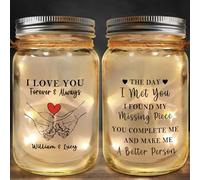 Lam Hub Fong Personalized Mason Jar LED Fairy Light Custom Names & Date Warm White Bedside or Hanging Decor Romantic Gift for Couples, Anniversary, Wedding, Valentine’s,Christmas (C)