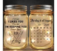 Lam Hub Fong Personalized Mason Jar LED Fairy Light Custom Names & Date Warm White Bedside or Hanging Decor Romantic Gift for Couples, Anniversary, Wedding, Valentine’s,Christmas (A)