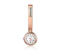 Lam Hub Fong Personalized Nurses Fob Watch Doctor Hanging Watch with Name Engraved Medical Simplicity Pocket Watch Lapel Pin Clip-on Women Men Unisex Watches Gift (Rose Gold)