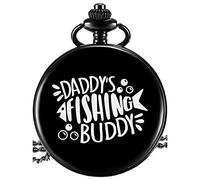 Lam Hub Fong Personalized Pocket Watch with Chain Text Engraving Vintage Smooth Dad Pocket Watches Classic for Men Graduation Gift for Birthday Anniversary Father's Day (Black 1)