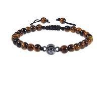 Lam Hub Fong Projection Bracelet Personalised Photo for Men Beads Bracelet Adjustable Length Memorial Gifts for Birthday Christmas Day Valentine's Day (Brown)