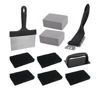 Lam-lord 10pcs Set Griddle Cleaning Kit for Black Stone, Heavy Duty Grill Cleaner Kit with Grill Stone, Griddle Scraper,Griddle Brush with Stainless Steel Handle(black+silver)