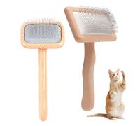 Lam-lord 2 Pcs Wool Carders, Hand Carders for Wool, Wooden Wool Carders Craft Wool Needle Felting Tools with Solid Wood Handle for Needle Felting Craft Felt Project Dogs Brush(Size:2 Different Size)