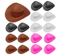 Lam-lord 20 Pieces Plastic Mini Western Cowboy Cowgirl Hat Cute Miniature Hat Doll Hat Party Dress Hat for Dollhouse Decoration(Pink, White, Brown, Black)