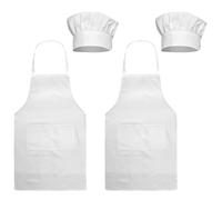 Lam-lord Apron and Chef Hat Set, 2pcs Cooking Apron Set Solid with 2pcs Chef Hat, Unisex Baking Apron with Pocket for Hotel Home Kitchen, Cafes House(white)